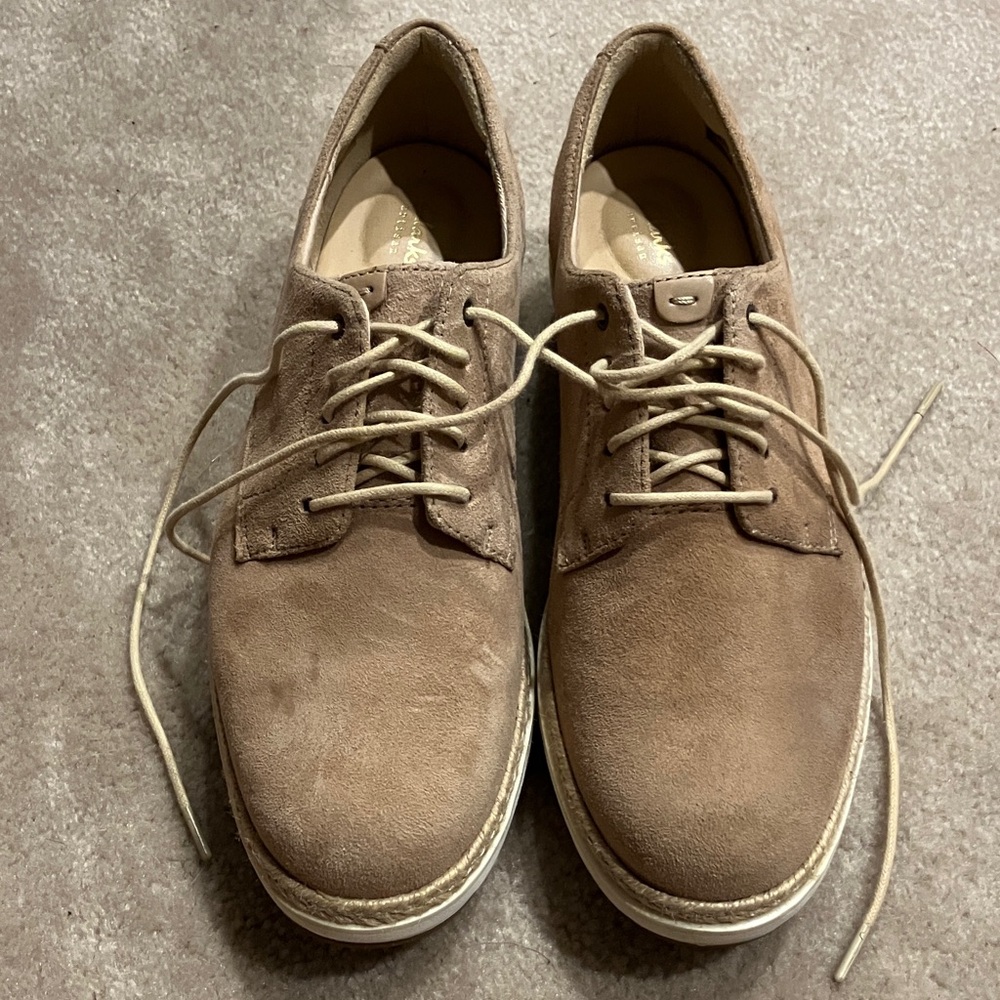 Clarks Beige Suede leather Lace-Up loafer Shoes